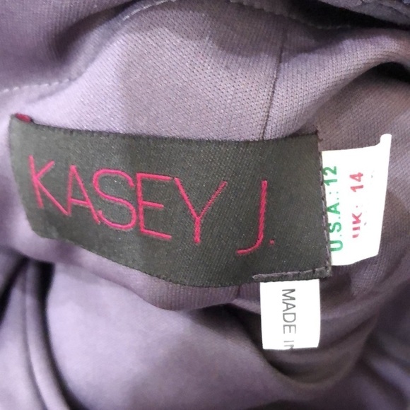 NWT Kasey J Dusty Purple Sequin High Mesh Illusion Rhinestone Neck Gown Size 12 - Picture 10 of 11